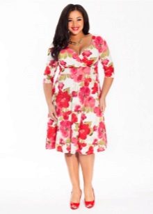 White and Red Full Body Evening Dress