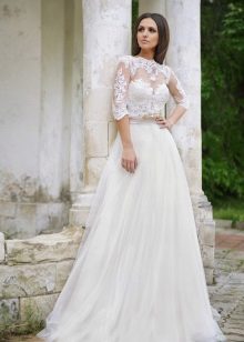 Three Quarter Sleeve Lace Wedding Dress
