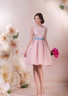 Wedding dress with pink lace