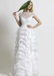 Wedding dress with an openwork neckline