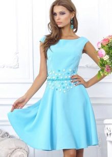 Blue evening dress in cotton