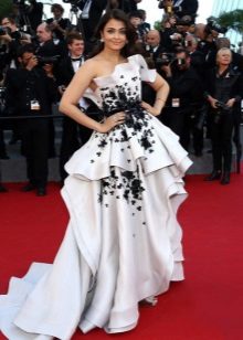 White puffy embroidered evening dress