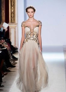 Golden Pattern Evening Dress