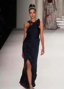 Evening dress blue with mustard