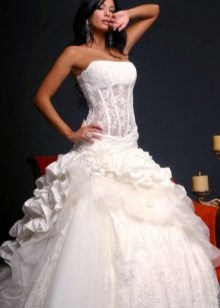 Wedding dress with a transparent corset