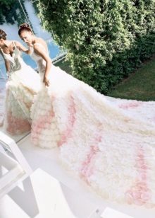 White and Pink Carolina Wedding Dress