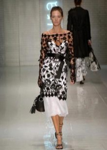 Crochet catwalk evening dress