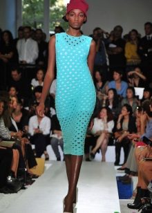 Blue Crochet Midi Evening Dress