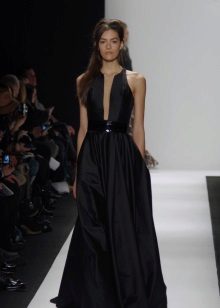 Black evening dress with a corset