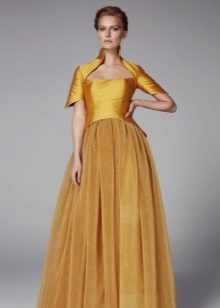 Full mustard corset evening gown