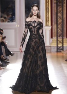 puffy evening dress with lace