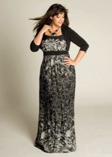 Floor-length evening gown with a print for a full wedding