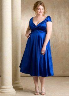 Bright blue wedding evening dress for the full