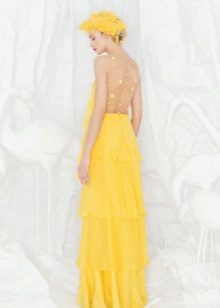 Yellow Backless Evening Dress