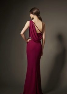 Burgundy evening dress with open back