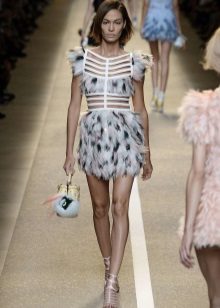 Evening summer short feather dress