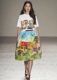 Summer evening dress with print