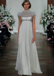 Empire style wedding dress with piping