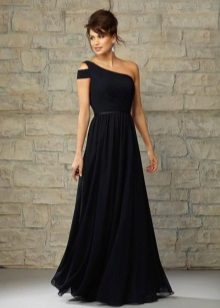 Black one-shoulder evening dress for women 40 years old