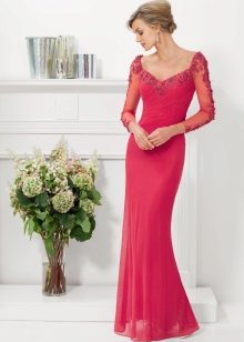 Mermaid evening dress for women 40 years old red