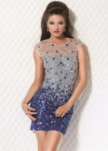 Evening cocktail dress for the New Year 2016 with rhinestones