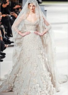 Lace Wedding Dress with Veil by Eli Saab
