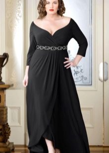 Low-cut wrap evening dress for 54 sizes