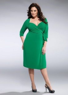 Green evening dress with sleeves for size 52