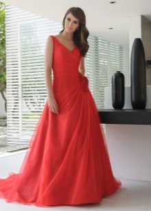 A-line wedding dress red