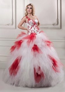 White and red magnificent wedding dress