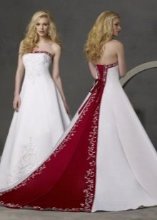 Wedding dress with a red train