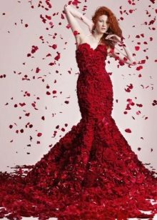 Red mermaid wedding dress