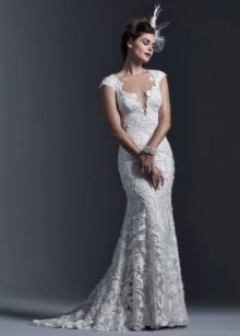 Wedding dress lace mermaid with a train