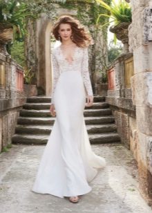 A straight wedding dress with lace