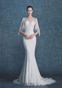 Short sleeve mermaid wedding dress