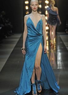 Silk Draped Evening Dress