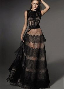 Evening dress with lace accents