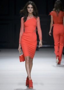 Short coral evening dress