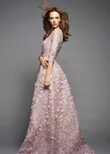 Lace floor-length evening dress