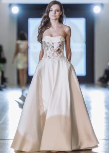 Silk puffy evening dress