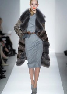 Silk evening dress with a fur coat