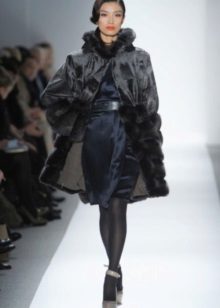 Silk evening dress with fur coat