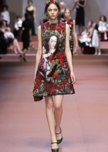 New Year's print evening dress