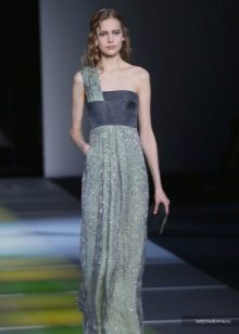 New Year's evening dress with a transparent skirt