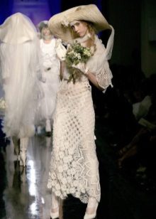 Designer crocheted wedding dress