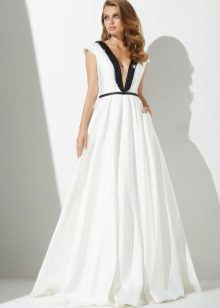 A-line sexy evening gown with a deep neckline