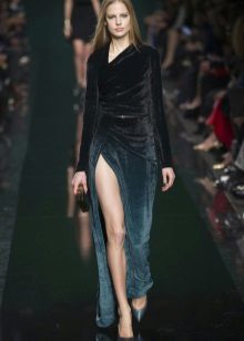 Velvet dress with a slit
