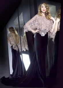 Velvet dress with lace