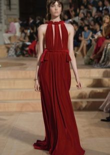 Red velvet floor dress