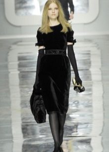 Shoes under a velvet dress